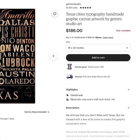 Texas Cities Typography Wrapped Canvas - Picture 12 of 12